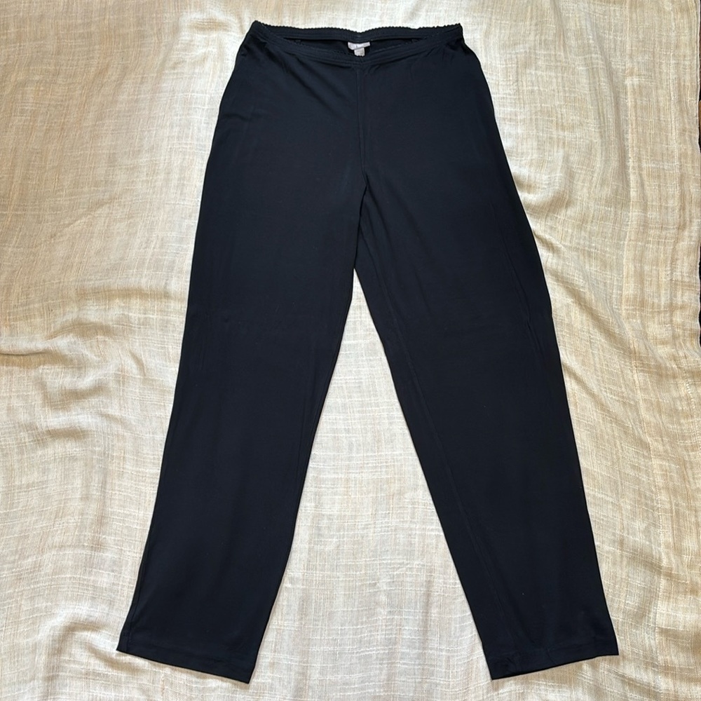 J. Jill Stretch Straight Leg Pull On Pants, Black size Medium in EUC Lace Waist